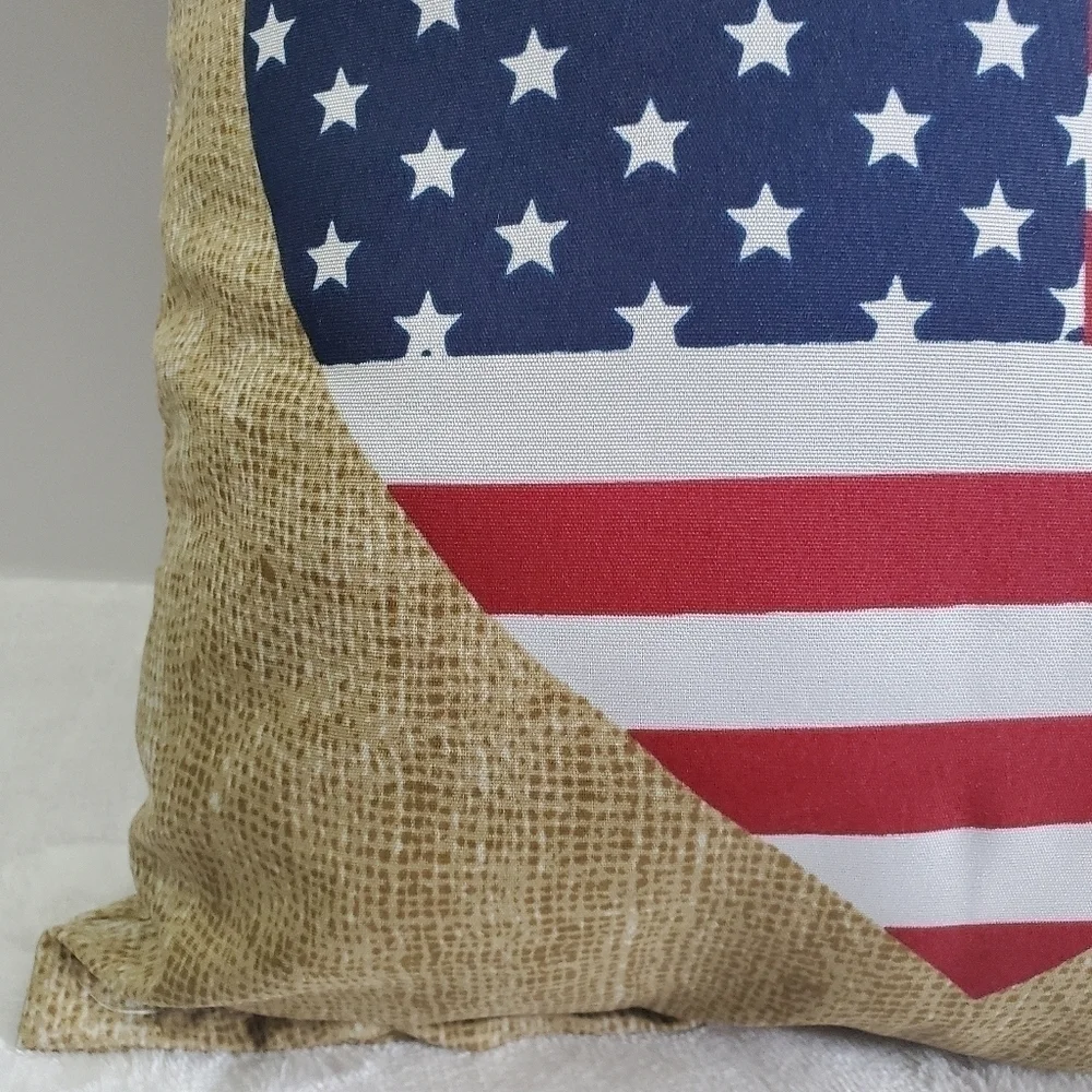 Patriotic Heart Amercan Flag Outdoor Patio Pillow NWT